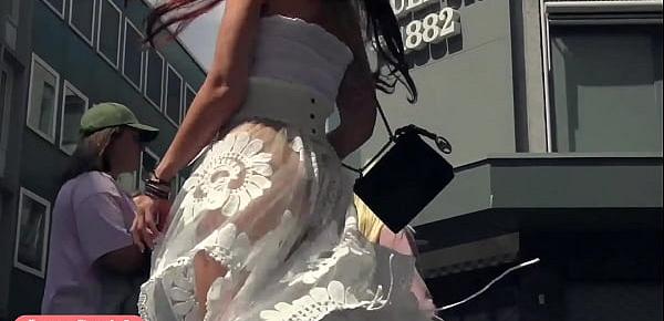  Funk City - Jeny Smith walks in public in transparent dress without panties